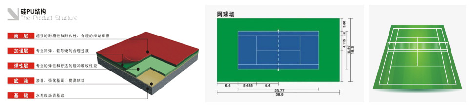 康體地坪硅PU網球場